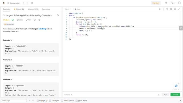 Grind75 P29 | Longest Substring Without Repeating Characters | LeetCode | C++ смотреть онлайн