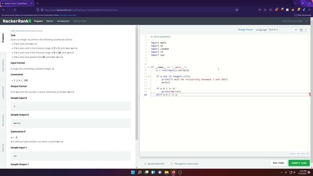 HackerRank (Python): If-Else смотреть онлайн
