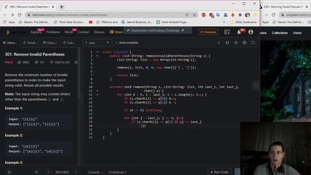 LeetCode 301. Remove Invalid Parentheses Solution Explained - Java смотреть онлайн