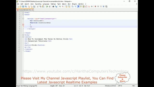 Count Increment in Javascript Button click Onclick Event смотреть онлайн