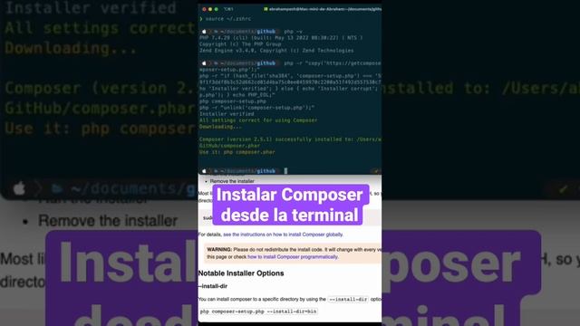 Instala Composer desde la terminal utilizando los comandos que te ofrece en su sitio oficial смотреть онлайн