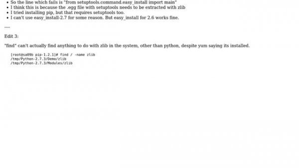 Installing setuptools for python 2.7.3 on SL6 returns an error that I don't have zlib. But I do
