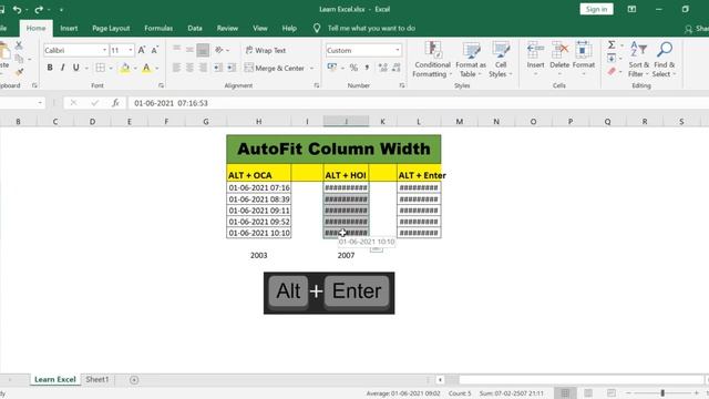 How to Auto Fit ALT OCA, Excel Shortcut, Alt+OCA, Alt+HOI Learn Excel смотреть онлайн