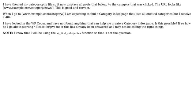 Wordpress: How can I create a Category Index page that lists all categories? смотреть онлайн