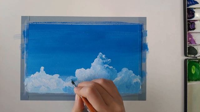 Easy Postercolor Painting / Clouds Painting / Sky / #45 смотреть онлайн