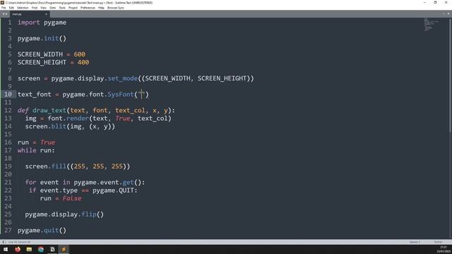 Displaying Text on The Screen In Pygame - Beginner Tutorial смотреть онлайн