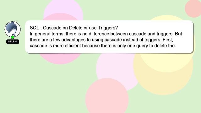 SQL : Cascade on Delete or use Triggers? смотреть онлайн