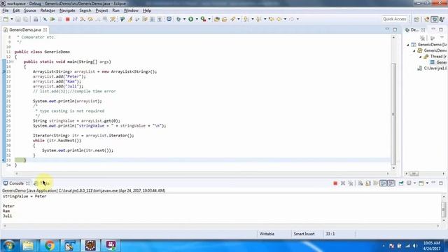 Generics example using ArrayList | Generics in Java | Java Tutorial смотреть онлайн