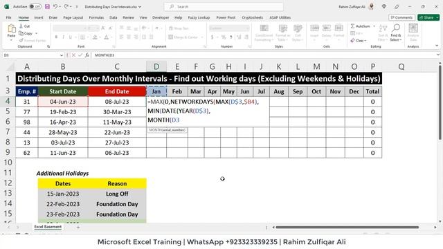 Distributing Days Over Monthly Intervals - Find out Working days (Excluding Weekends & Holidays) смотреть онлайн