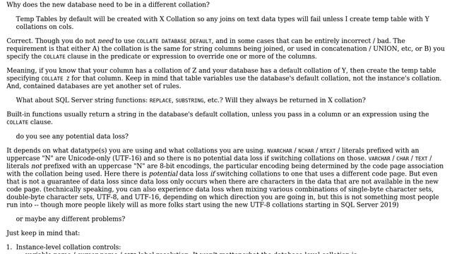 Databases: SQL Server default collation vs database with different collation - potential problems? смотреть онлайн