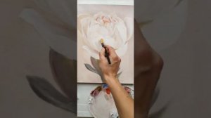 Кремовый пион маслом. Часть 2.
