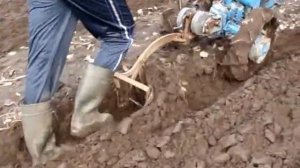 Мотоблок МТЗ-12 вспашка.