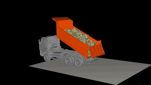 Моделирование загрузки/выгрузки кузова самосвала сыпучим материалом в Rocky