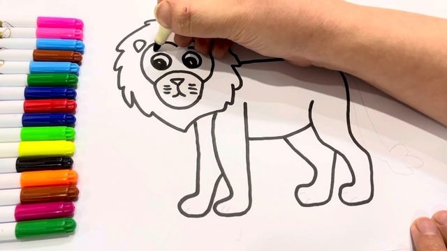 How To Drawing A Cute Lion ? Painting And Coloring For Kids And Toddlers смотреть онлайн