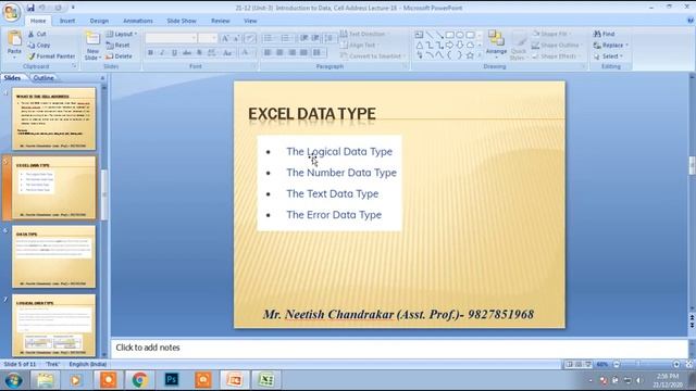 Introduction to Data | Cell Address | Excel Data Types | Lecture 18 | By Mr. Neetish Chandrakar смотреть онлайн
