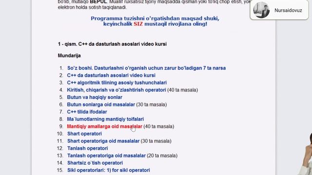 Dasturlash tillarida 1000 dan ortiq eng kerakli misol va masalalar to'plami haqida. смотреть онлайн