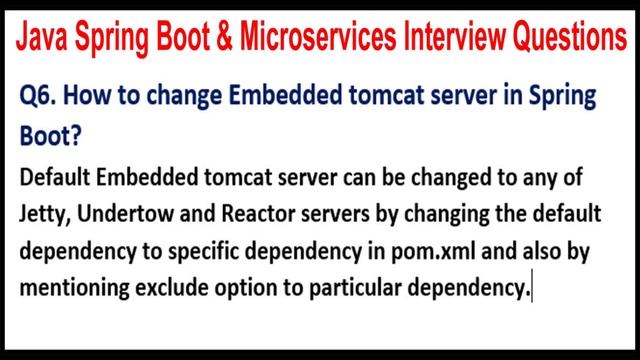 Java Spring Boot & Microservices | Q6. How to change Embedded tomcat server in Spring Boot? смотреть онлайн