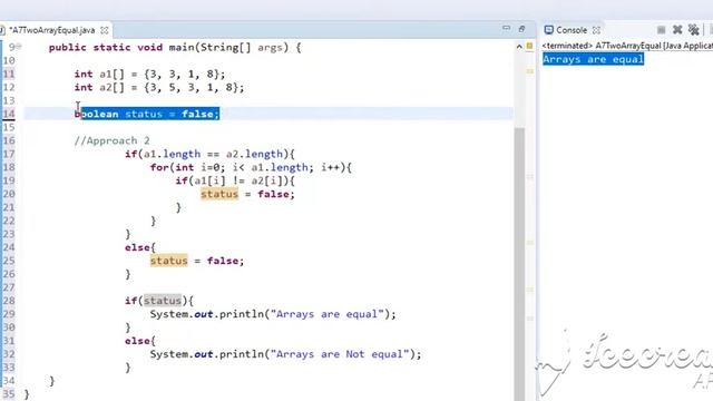 Check The Equality Of Two Arrays using JAVA смотреть онлайн