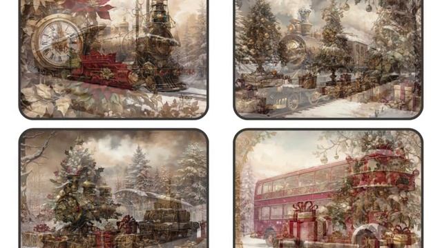 Steampunk Christmas Junk Journal Kit Digital Papers Printable Steampunk Vehicles and Nutcracker смотреть онлайн