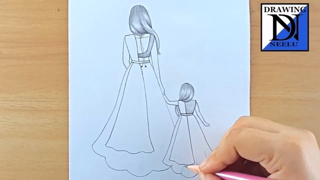 How to Draw a Mother And Daughter || Mother's Day Drawing || Pencil sketch for beginners || drawing смотреть онлайн
