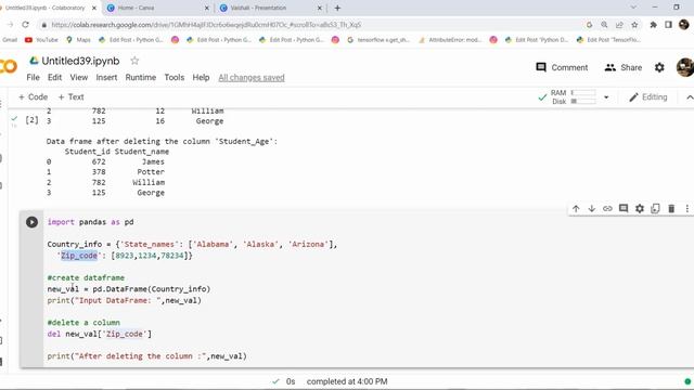 How to delete a column in Python Pandas | Delete a column in Python Pandas смотреть онлайн