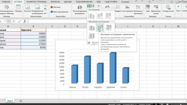 Как вставить гистограмму в excel смотреть онлайн