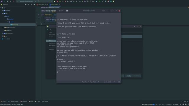 How to generate SHA1 from Android Studio? How change our Application SHA1 ?! смотреть онлайн