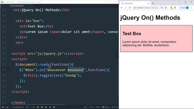 jQuery On & Off Method Tutorial in Hindi / Urdu смотреть онлайн