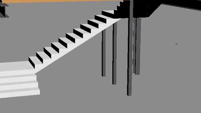 387-001 3d модель лестницы на стальных столбах в складском помещении смотреть онлайн