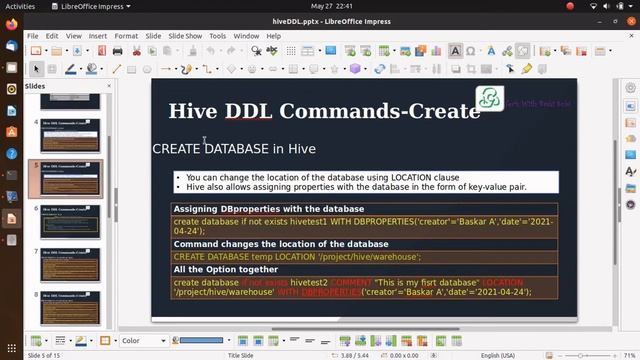 apache hive DDL commands with examples смотреть онлайн