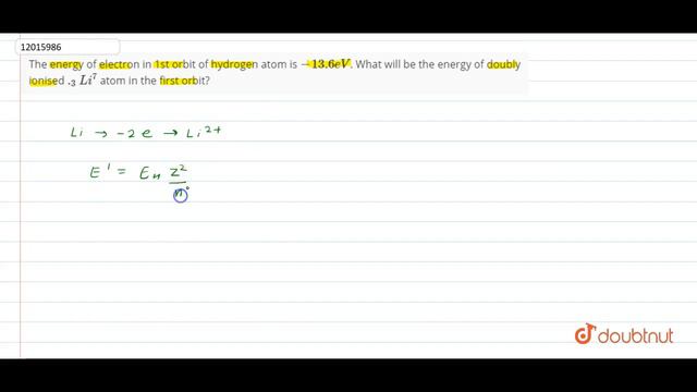 The energy of electron in 1st orbit of hydrogen atom is `-13.6 eV`. What will смотреть онлайн