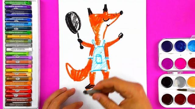 Лисичка ПОВАР - рисуем пастелью для детей смотреть онлайн