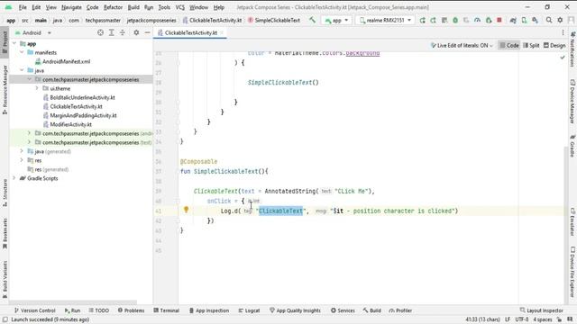 Clickable Text in Jetpack Compose | Jetpack Compose Tutorial | Hindi смотреть онлайн