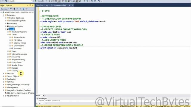 How to create Users, Roles, and grant permissions in SQL Server | VirtualTechBytes смотреть онлайн