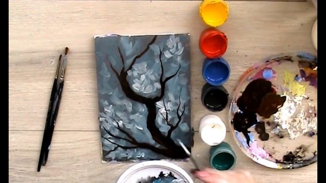 Цветущая ветка, вишня или яблоня? Просто и быстро. смотреть онлайн