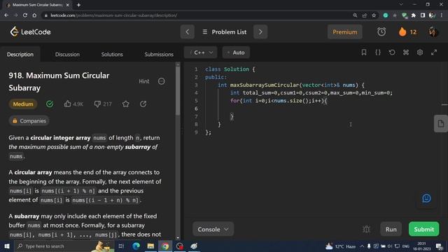 918 Leetcode | Maximum Sum Circular Subarray | DSA buddy | C++| Leetcode Daily challenge смотреть онлайн