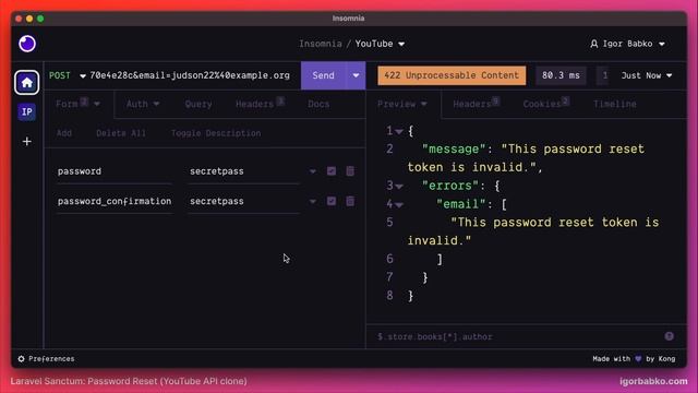 Laravel YouTube API клон #87 - Срок действия токена для сброса пароля смотреть онлайн
