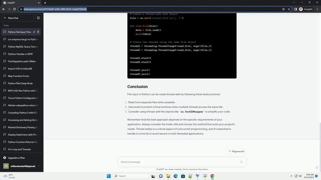 Is file input thread safe in Python смотреть онлайн