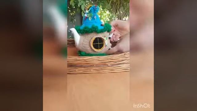 Crochet teapot warmer - Fairy house - Грелка для заварника "сказочный домик" смотреть онлайн