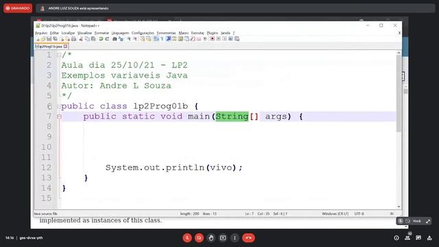 2021-2: Linguagem de Programação 2 - (Aula 2 - 25/10/2021) - CTIT/Cefores/UFTM смотреть онлайн