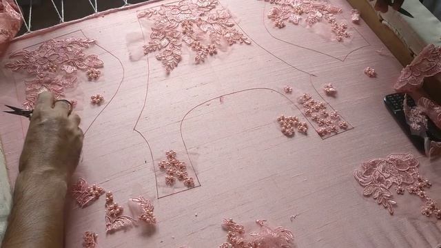 Aplic work net embroidery with pearl work for a Gown смотреть онлайн