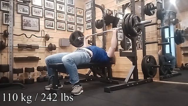 Bench press everyday Day 23 - 110 kg/242 lbs x 6 Reps (PR) смотреть онлайн