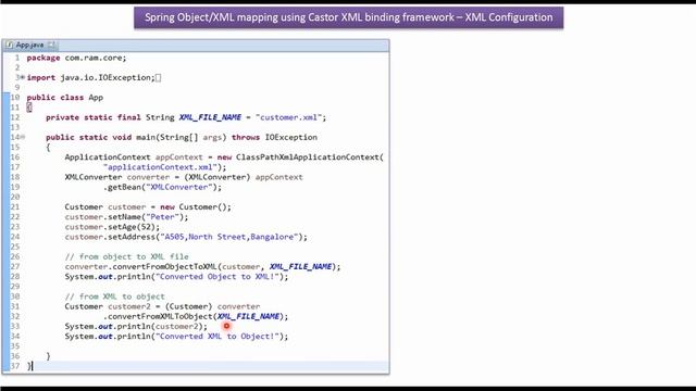 XML Marshalling and UnMarshalling using Spring and Castor XML binding framework - XML Config смотреть онлайн