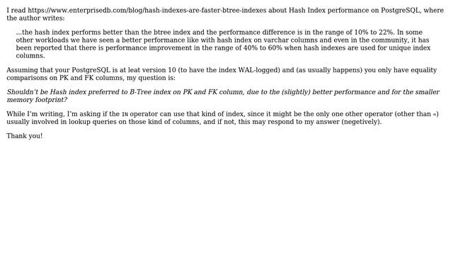 Databases: PostgreSQL suitabilty of Hash Index on PK and FK смотреть онлайн