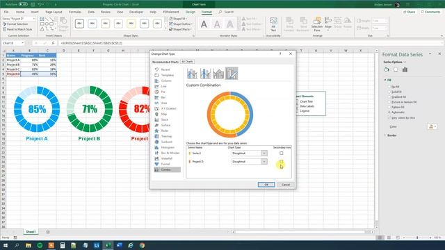 How to create a Progress Circle Chart in Excel (Donut Chart) - Full Tutorial смотреть онлайн