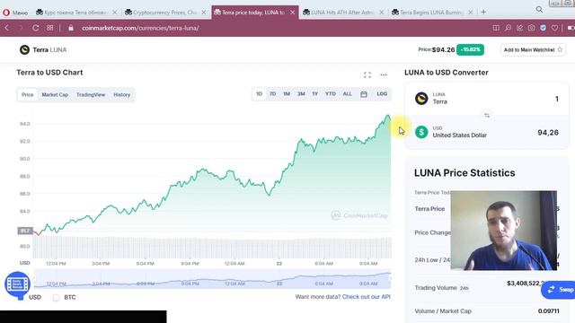 Будет ли $100? Terra (LUNA) обновила исторический максимум. Уже достигала 97$ смотреть онлайн