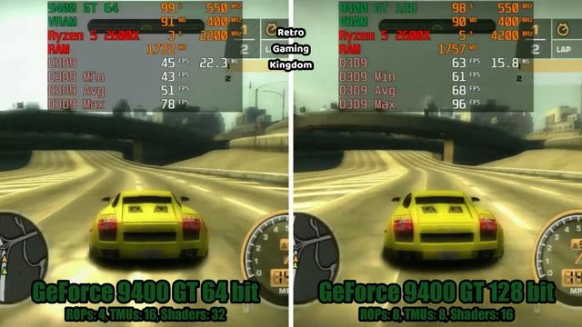 GeForce 9400 GT 64 Bit Vs GeForce 9400 GT 128 Bit Test In 14 Games (No FPS Drop - Capture Card)