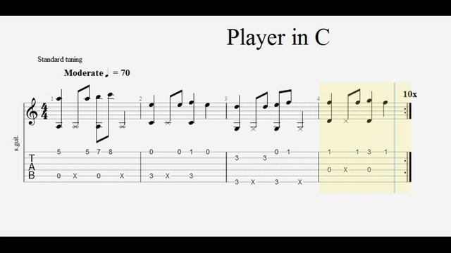 Player In C - Slow GTP (Guitar Lesson)