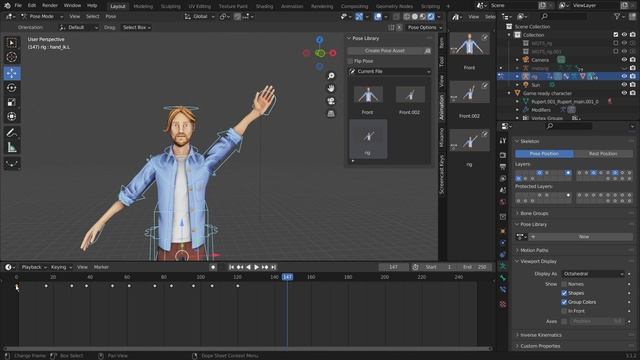 Blender Full Animation Tutorial - Episode 42 - Pose Library & Animation | Character Pose смотреть онлайн