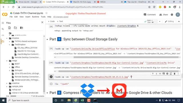 Mount Dropbox Mega OneDrive To  Google Colab | Compress Folders Rar/ Zip/ UnRar/ UnZip